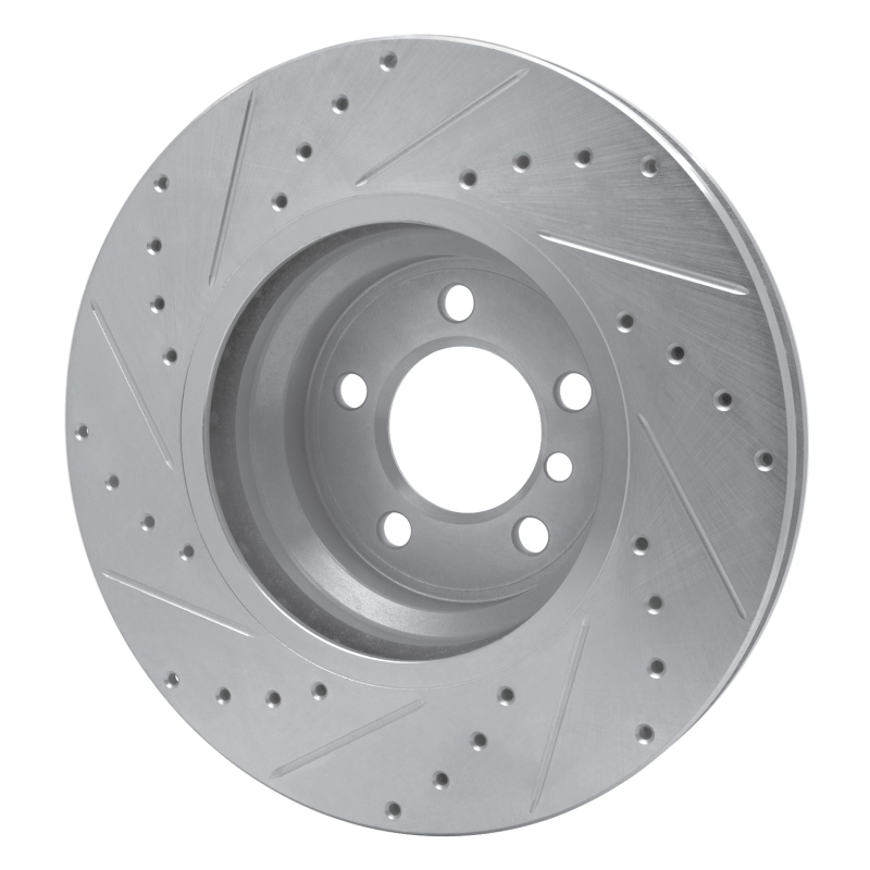 BMW 750LI Brake Rotor (1) - Front Right - R1 Concepts - Drilled & Slotted - Silver - `02-`08